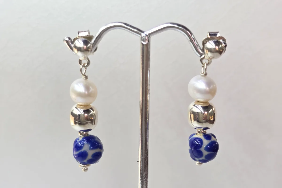 Arete Clásico en Plata .925 y Talavera Poblana