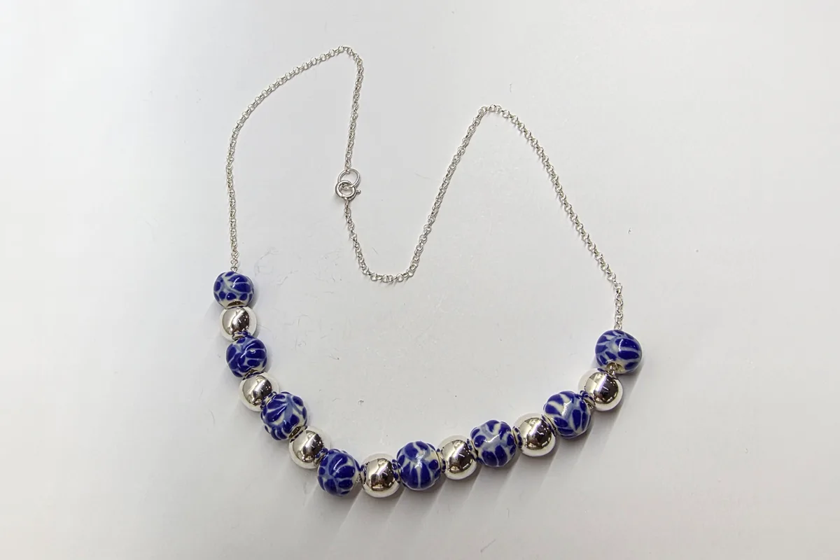 Collar Bola Plata 14 y Talavera 14 en Plata .925 y Talavera Poblana
