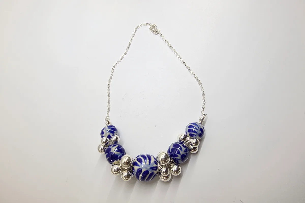 Collar Cadena Enjambre en Plata .925 y Talavera Poblana