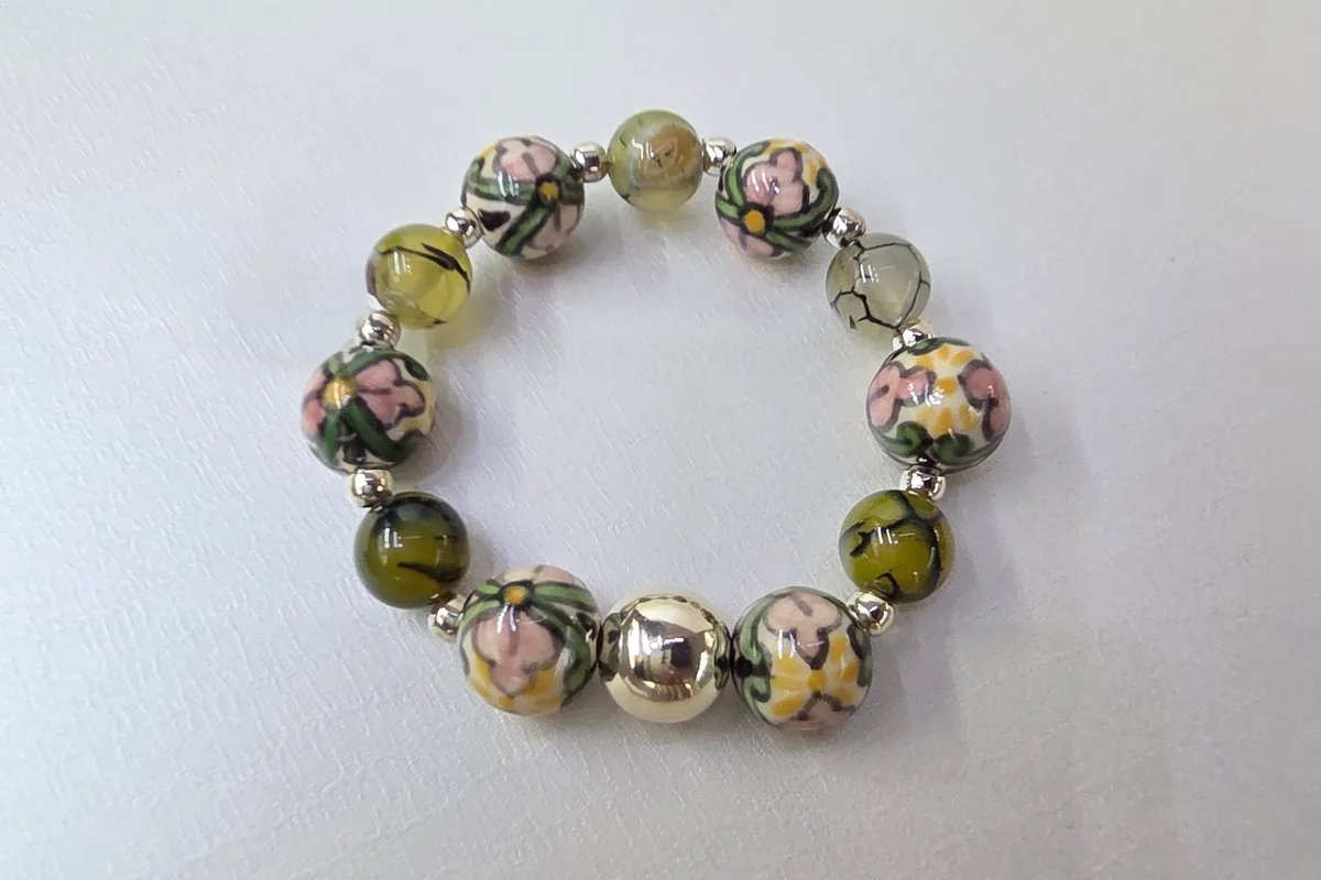 Pulsera Ágata Mix Talavera en Plata .925 y Talavera Poblana